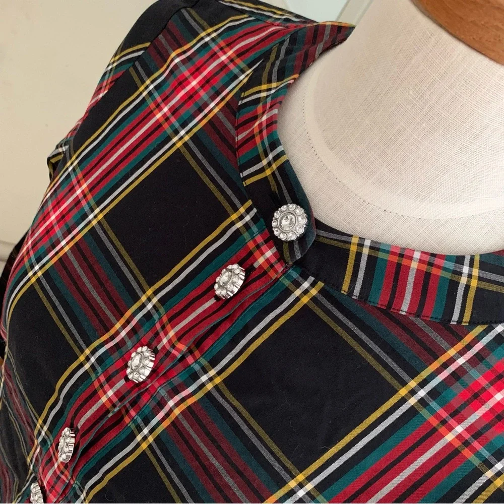 J Crew Tartan Plaid Jewel Blouse